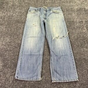 Levis 569 Jeans Mens 36x30 Blue Loose Straight Denim Distressed Logo Casual